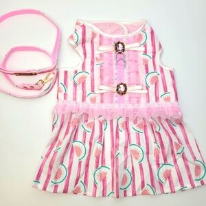 Dog harness with leash watermelon